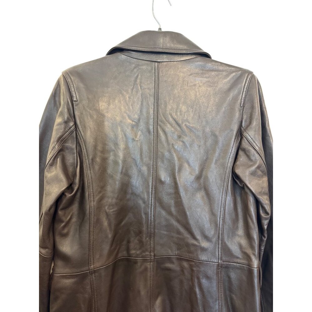 Wilsons Leather Brown Medium Womens Button-Up Coat With Pockets & Belt Detail - Picture 8 of 8